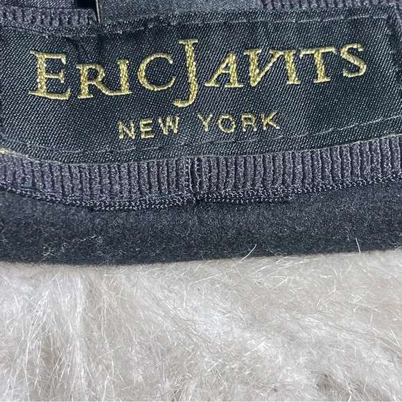Eric Javits New York Black 100% Wool Wide Brim Fedora Hat Water Repellent L/XL - Picture 12 of 13